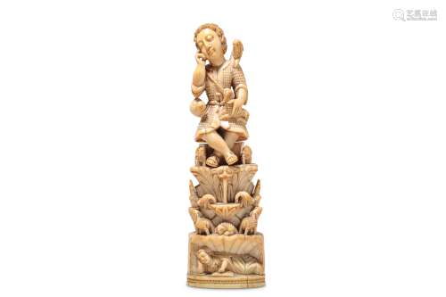 AN IVORY FIGURE OF GOOD SHEPHERD.