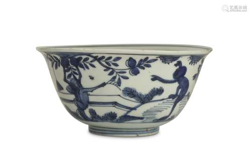 A CHINESE BLUE AND WHITE BOWL.