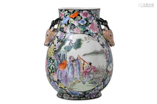 A CHINESE MILLE-FLEURS GROUND VASE, LUTOUZUN.