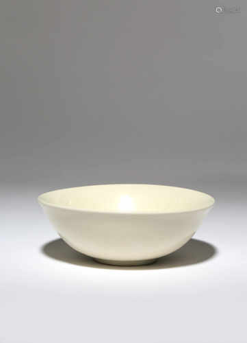 A WHITE GLAZED BOWL 20TH CENTURY Possibly Korean, lightly crackled and a deep creamy-white colour,