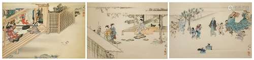 A SET OF TWELVE JAPANESE PRINTS BY TAKESHITA KIN-U (C.1930) 20TH CENTURY Depicting scenes