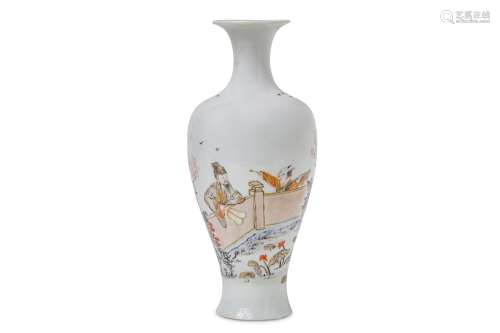 A CHINESE 'BOY AND SAGE' BALUSTER VASE.
