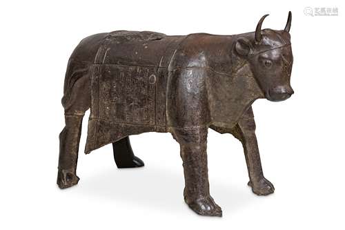 A MASSIVE CHINESE CAST-IRON MODEL OF A BULL.