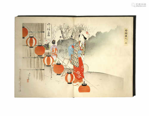 A JAPANESE ALBUM OF WOODBLOCK PRINTS BY MIZUNO TOSHIKATA (1866-1908) MEIJI 1868-1912 Entitled Ima yo