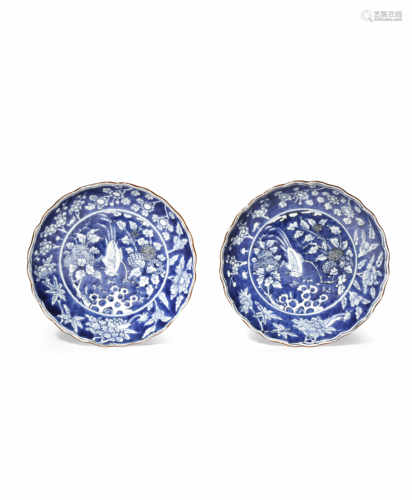 A PAIR OF JAPANESE ARITA BLUE AND WHITE DISHES 18TH CENTURY Both with scalloped edges and