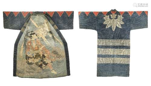A JAPANESE FIREMAN'S COAT, HIKESHI BANTEN MEIJI 1868-1912 The reversible garment made of quilted