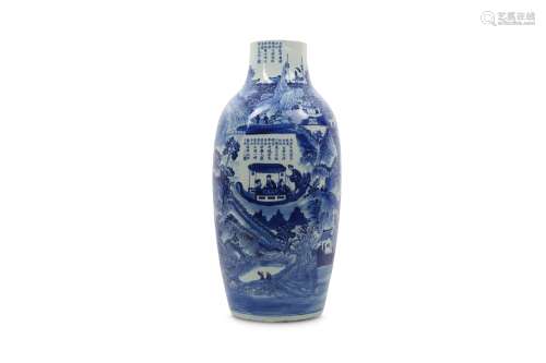A LARGE CHINESE BLUE AND WHITE ‘RED CLIFF’ ROULEAU VASE.