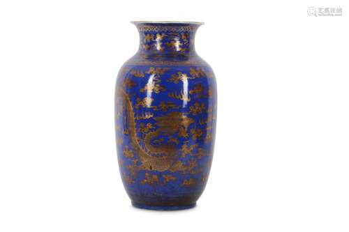 A CHINESE POWDER-BLUE GILT-DECORATED 'DRAGON' VASE.
