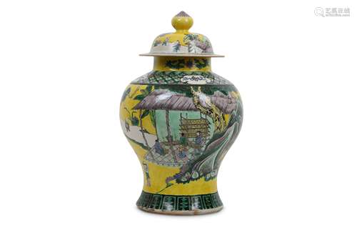 A CHINESE FAMILLE VERTE ‘GENGZHI TU’ VASE AND COVER.