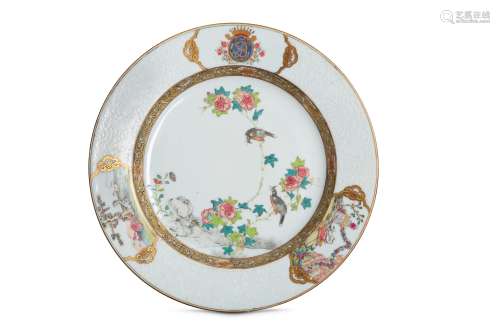 A CHINESE FAMILLE ROSE 'VALENTINE' DISH.