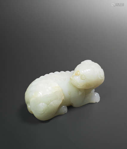 18th century A pale green jade carving of a Buddhist lion