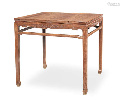 18th century A rare huanghuali corner-leg table, fangzhuo