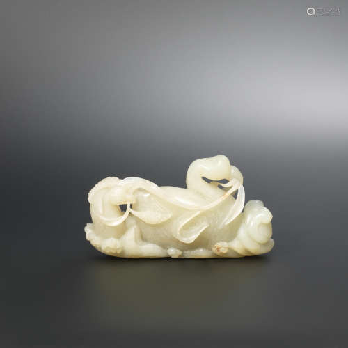 18th century A pale green jade carving of three geese