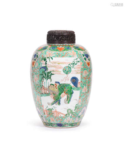 Kangxi A large famille verte 'auspicious animals' jar