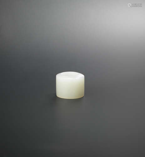 Qing Dynasty  A white jade thumb ring