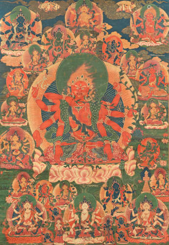 18th/19th century  A rare thangka of Kurukulla