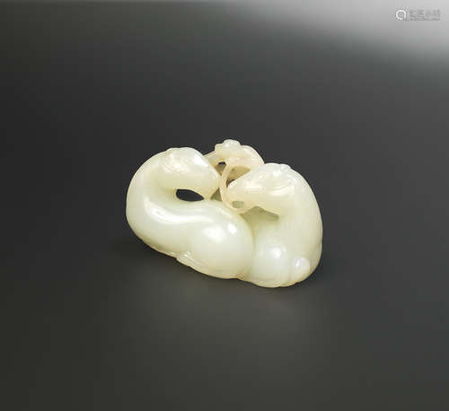 Qianlong  A white jade of 'horses and monkey'