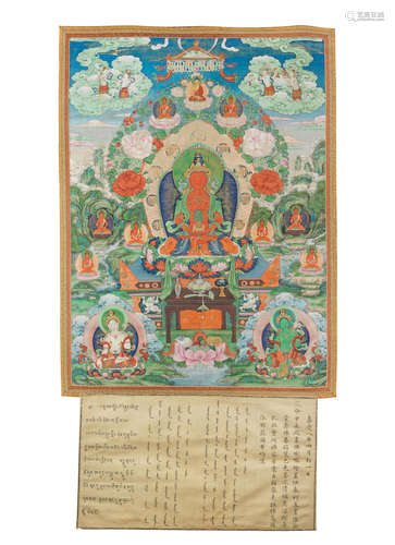 Dated by inscription to the 8th year of Jiaqing, corresponding to 1803 and of the period An Imperial thangka of Amitayus