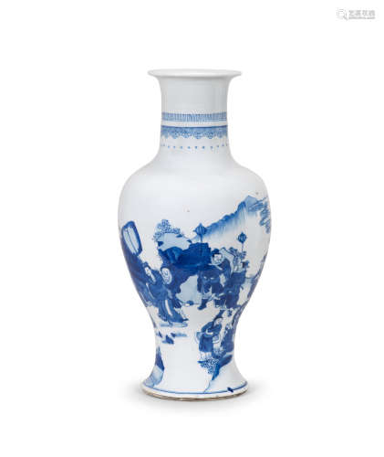 Kangxi A blue and white 'King Wen and Jiang Taigong' baluster vase