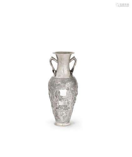 Jin Zhu 90 mark, 19th/20th century A silver baluster Vase