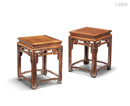 Late Qing Dynasty A pair of huanghuali stools