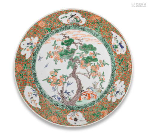 Kangxi A large famille verte 'pine' dish
