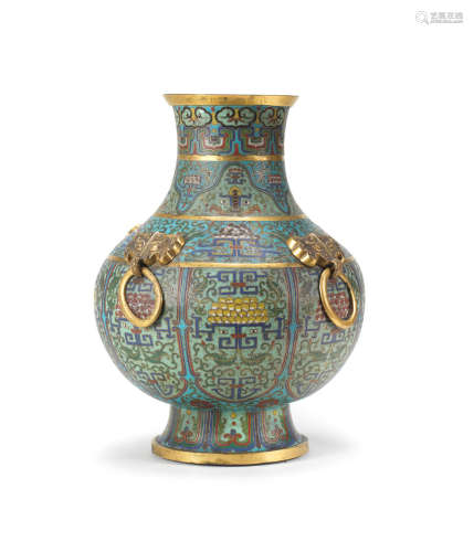 Qianlong A rare cloisonné-enamel archaistic enamel vase, hu