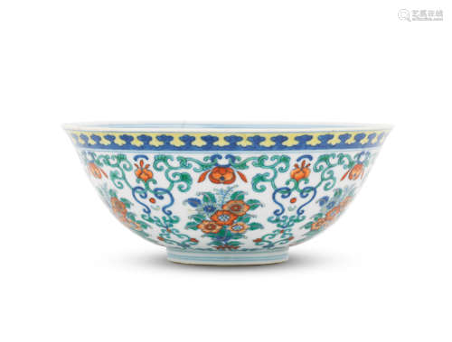 Qianlong seal mark and of the period A rare doucai 'floral bouquet' bowl
