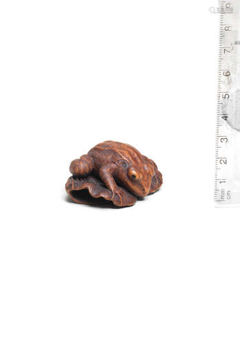 By Michael Webb (1934-2011), Yorkshire, England, dated 1981 A boxwood netsuke of a toad