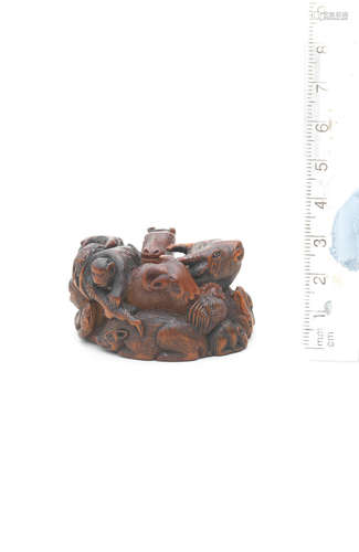 By Ga'no (born circa 1789), Suo Province, dated 1813 A boxwood netsuke of the twelve zodiac animals