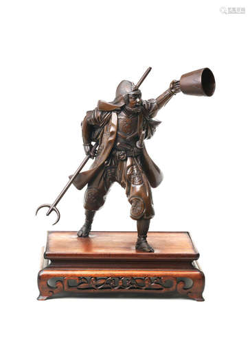 By Akasofu Gyokko, Meiji (1868-1912) or Taisho (1912-1926) era, early 20th century A bronze figure of a warrior