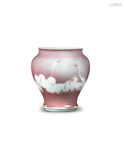 By Makuzu Kozan, Meiji (1868-1912) or Taisho (1912-1926) era, early 20th century Two peach-bloom-glazed baluster vases