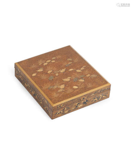 Meiji era (1868-1912), circa 1870-1880 A gold-lacquer shikishibako (box for square poem sheets) and cover