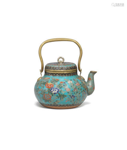 Edo period (1615-1868) or Meiji era (1868-1912), mid/late 19th century A cloisonné-enamel tea kettle and cover