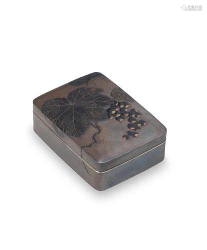 Style of Shibata Zeshin, Meiji era (1868-1912), circa 1900 A silver-lacquer rounded rectangular box and cover