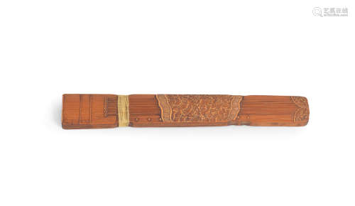 Meiji era (1868-1912), late 19th/early 20th century A bamboo wrist rest in the form of a guqin (a seven-string Chinese musical instrument)