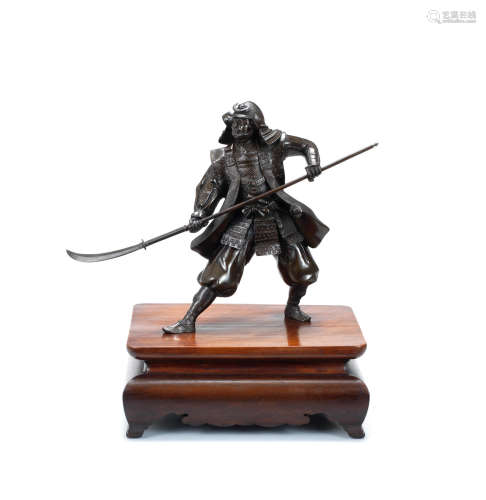 Taisho (1912-1868) or Showa (1926-1989) era,  early 20th century A bronze figure of a warrior