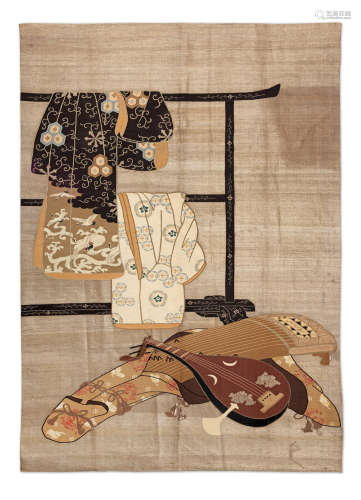 Showa era (1926-1989), early 20th century An embroidered silk wall hanging