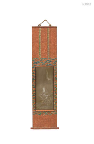 Meiji era (1868-1912), late 19th/early 20th century An inlaid shibuichi plaque