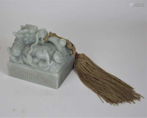 A Chinese Jade Dragon Seal