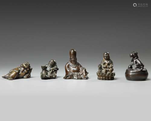 A group of five Chinese bronze scholar's items