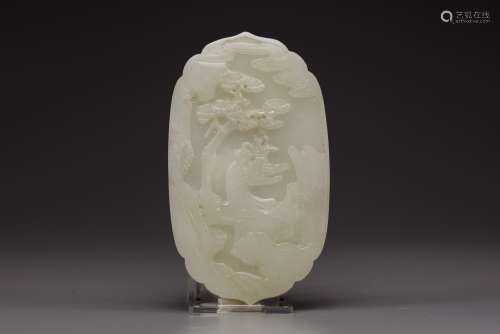 A Chinese white jade box and cover