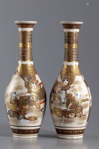 Two Japanese satsuma vases