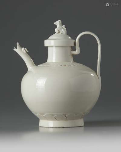 A Chinese white glazed ewer