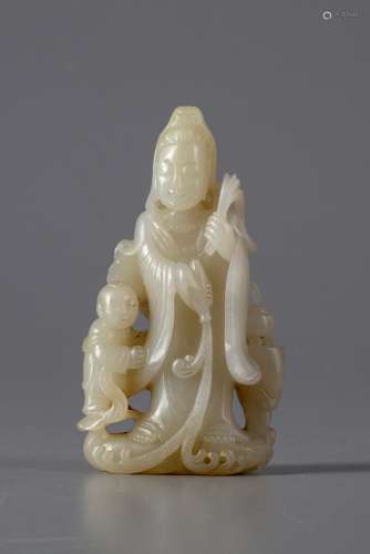 A Chinese jade figure of a Guanyin