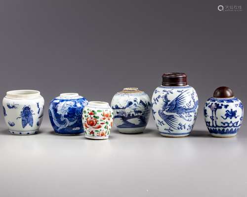 Six Chinese porcelain pots