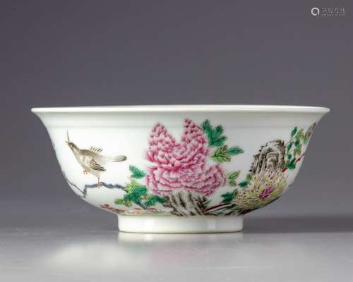 A Chinese famille rose peony bowl