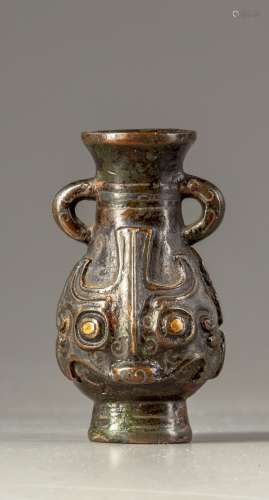 A bronze miniature vase, hu