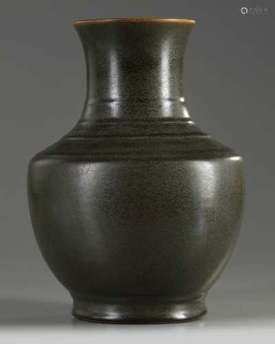 A Chinese tea dust glazed vase