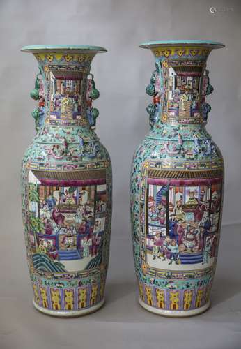 A pair of large famille rose vases